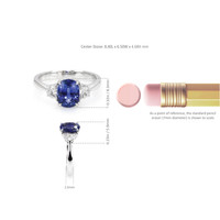 2.38 Ct. Blue Sapphire and Natural Diamond Three Stone Ring, 18K White Gold Image