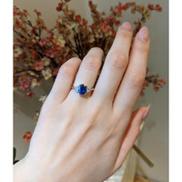 2.38 Ct. Blue Sapphire and Natural Diamond Three Stone Ring, 18K White Gold Life Style