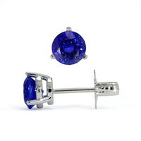 1.25 Ct.Tw. Blue Sapphire Studs Earrings, 14K White Gold Image