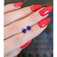 1.25 Ct.Tw. Blue Sapphire Studs Earrings, 14K White Gold Life Style