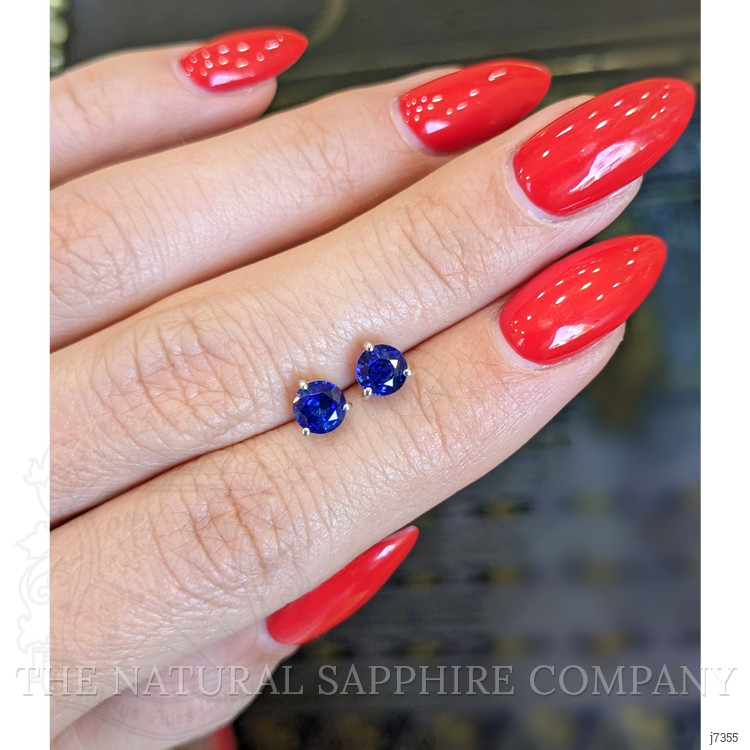 1.25 Ct.Tw. Blue Sapphire Studs Earrings, 14K White Gold