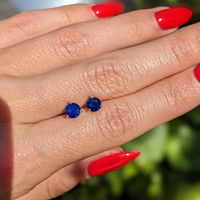 1.25 Ct.Tw. Blue Sapphire Studs Earrings, 14K White Gold Life Style