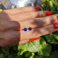 1.25 Ct.Tw. Blue Sapphire Studs Earrings, 14K White Gold Life Style