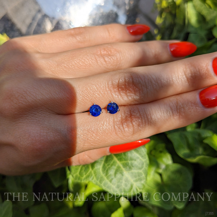 1.25 Ct.Tw. Blue Sapphire Studs Earrings, 14K White Gold