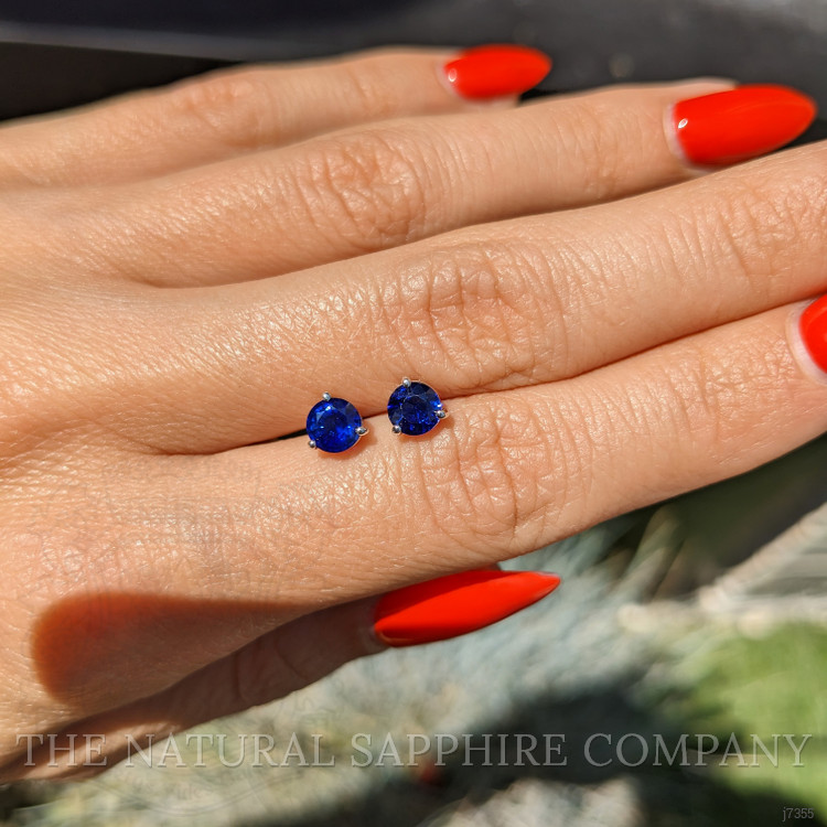 1.25 Ct.Tw. Blue Sapphire Studs Earrings, 14K White Gold