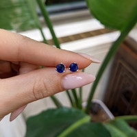 1.25&nbsp;Ct.Tw.Total Carat Weight Blue Sapphire Studs Earrings, 14K White Gold Life Style