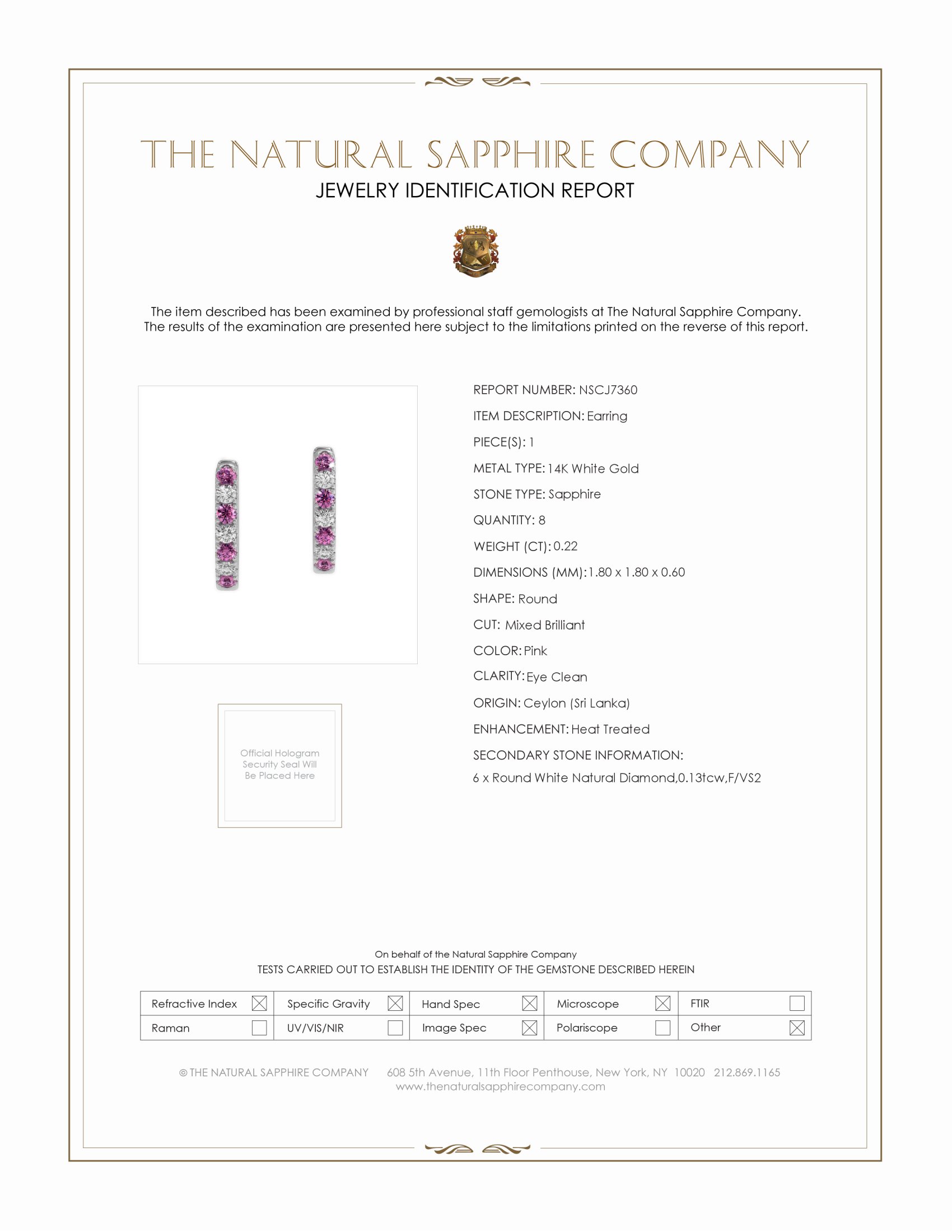 0.22 Ct.Tw. Pink Sapphire and Natural Diamond Pave Earrings, 14K White Gold