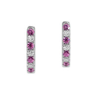 0.22 Ct.Tw. Pink Sapphire and Natural Diamond Pave Earrings, 14K White Gold Video