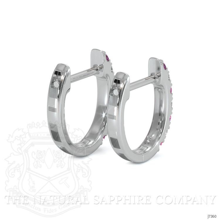 0.22 Ct.Tw. Pink Sapphire and Natural Diamond Pave Earrings, 14K White Gold