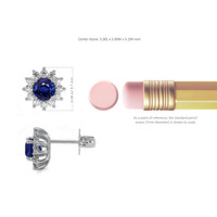 1.25 Ct.Tw. Blue Sapphire and Natural Diamond Halo Earrings, 14K White Gold Image