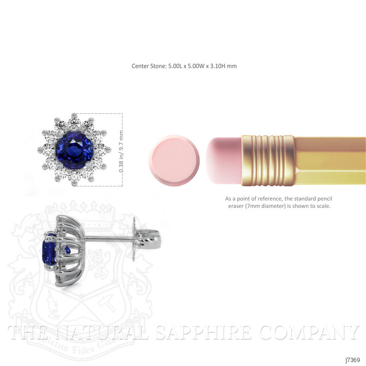 1.25 Ct.Tw. Blue Sapphire and Natural Diamond Halo Earrings, 14K White Gold