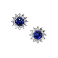 1.25 Ct.Tw.Total Carat Weight Sapphire Natural Diamond Halo Earrings, 14K White Gold Video