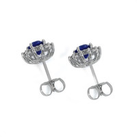 1.25 Ct.Tw.Total Carat Weight Sapphire Natural Diamond Halo Earrings, 14K White Gold Image