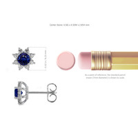 1.00 Ct.Tw. Blue Sapphire and Natural Diamond Halo Earrings, 14K White Gold Image