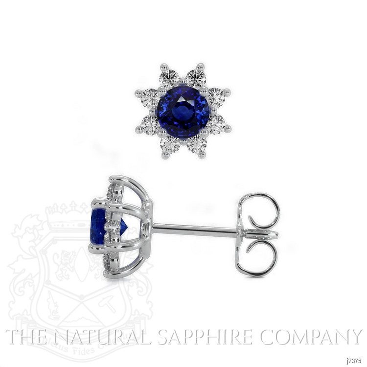 1.00 Ct.Tw. Blue Sapphire and Natural Diamond Halo Earrings, 14K White Gold