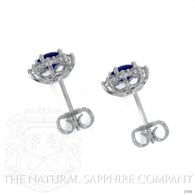 1.00 Ct.Tw. Blue Sapphire and Natural Diamond Halo Earrings, 14K White Gold