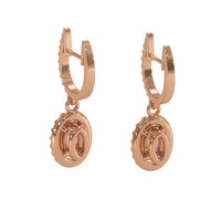 0.50 Ct.Tw. Padparadscha Sapphire and Natural Diamond Pave Earrings, 14K Rose Gold Image