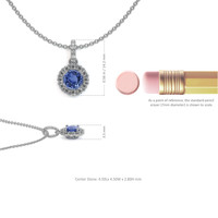 0.45 Ct. Blue Sapphire and Natural Diamond Pave Pendant, 18K White Gold Image