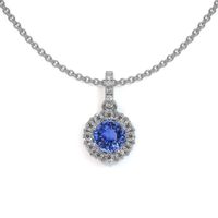 0.45 Ct. Sapphire Natural Diamond Pave Pendant, 18K White Gold Video