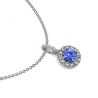 0.45 Ct. Sapphire Natural Diamond Pave Pendant, 18K White Gold Image