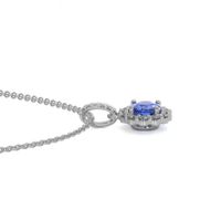 0.45 Ct. Sapphire Natural Diamond Pave Pendant, 18K White Gold Image