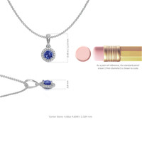 0.30 Ct. Blue Sapphire and Natural Diamond Pave Pendant, 14K White Gold Image