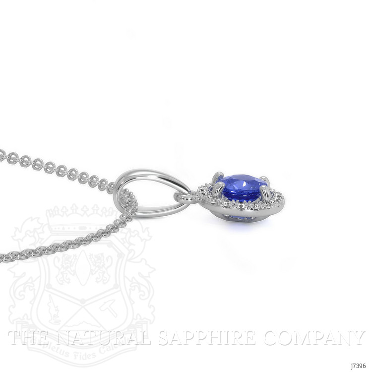 0.30 Ct. Blue Sapphire and Natural Diamond Pave Pendant, 14K White Gold