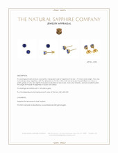 1.75 Ct.Tw.Total Carat Weight Blue Sapphire Studs Earrings, 14K Yellow Gold Appraisal
