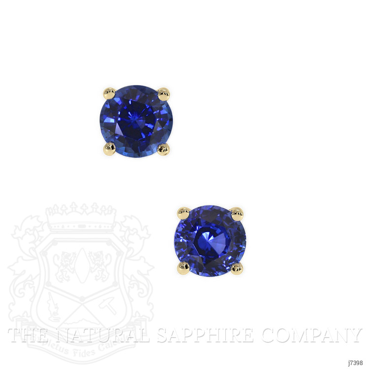1.75 Ct.Tw. Blue Sapphire Studs Earrings, 14K Yellow Gold