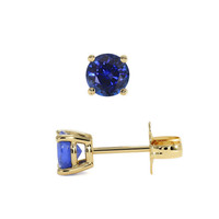 1.75&nbsp;Ct.Tw.Total Carat Weight Blue Sapphire Studs Earrings, 14K Yellow Gold Image