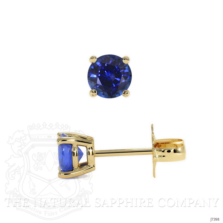 1.75 Ct.Tw. Blue Sapphire Studs Earrings, 14K Yellow Gold