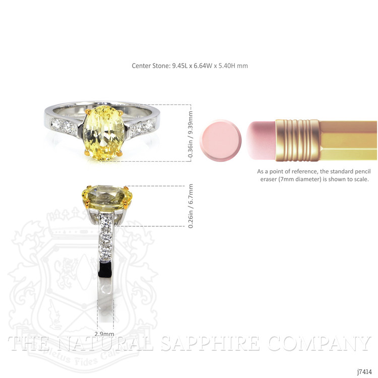 2.93 Ct. Yellow Sapphire and Natural Diamond Pave Ring, 18K White & Yellow