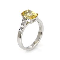 2.93 Ct. Yellow Sapphire and Natural Diamond Pave Ring, 18K White & Yellow Image