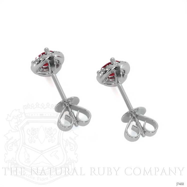 0.40 Ct.Tw. Ruby Natural Diamond Pave Earrings, 18K White Gold