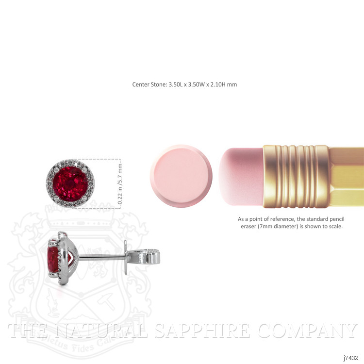 0.40 Ct.Tw. Ruby Natural Diamond Pave Earrings, 18K White Gold