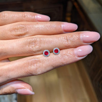 0.40&nbsp;Ct.Tw.Total Carat Weight Ruby and Natural Diamond Pave Earrings, 18K White Gold Life Style