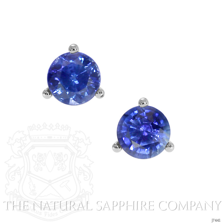 0.90 Ct.Tw. Blue Sapphire Studs Earrings, 14K White Gold