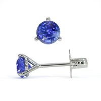 0.90&nbsp;Ct.Tw.Total Carat Weight Blue Sapphire Studs Earrings, 14K White Gold Image