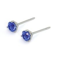0.90&nbsp;Ct.Tw.Total Carat Weight Blue Sapphire Studs Earrings, 14K White Gold Image