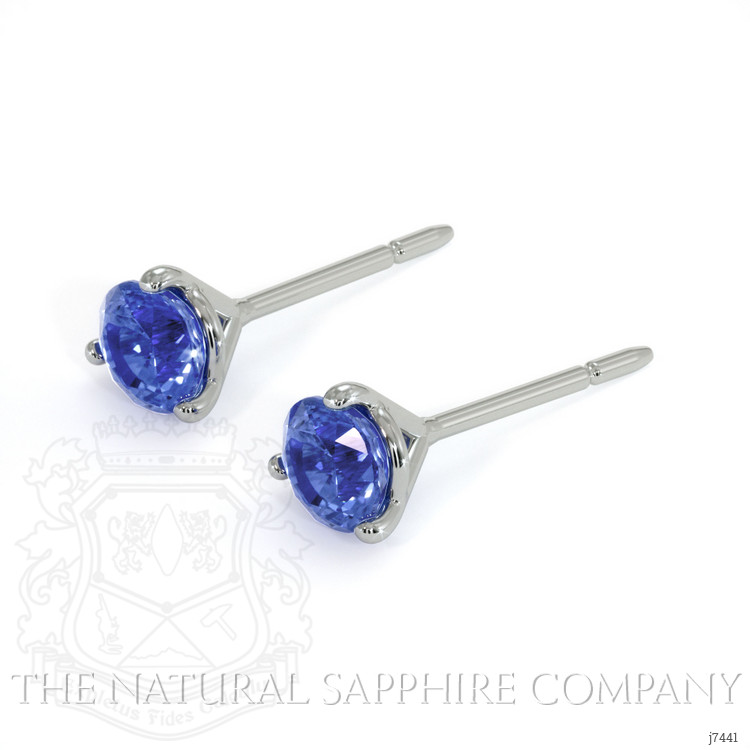 0.90 Ct.Tw. Blue Sapphire Studs Earrings, 14K White Gold