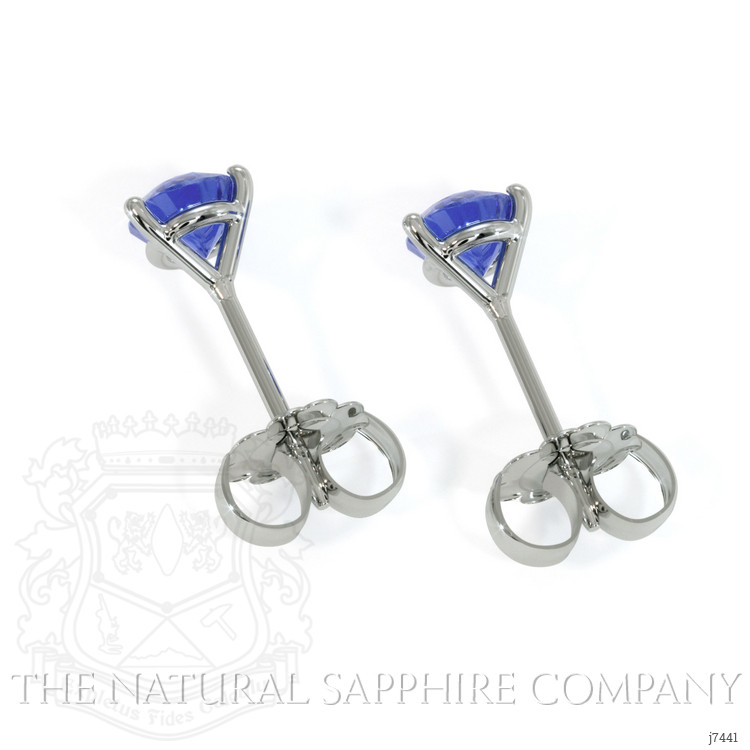 0.90 Ct.Tw. Blue Sapphire Studs Earrings, 14K White Gold