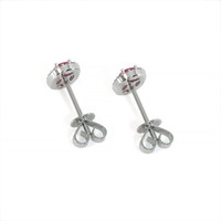 0.50&nbsp;Ct.Tw.Total Carat Weight Pink Sapphire and Natural Diamond Pave Earrings, 14K White Gold Image