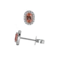 0.50 Ct.Tw.Total Carat Weight Sapphire Sapphire Pave Earrings, 14K White Gold Image