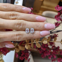 0.50&nbsp;Ct.Tw.Total Carat Weight Pink Sapphire and Natural Diamond Pave Earrings, 14K White Gold Life Style