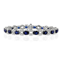 8.78 Ct.Tw. Blue Sapphire and Natural Diamond Tennis/Line Bracelet, 18K White Gold Video