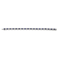 8.78 Ct.Tw. Blue Sapphire and Natural Diamond Tennis/Line Bracelet, 18K White Gold Image