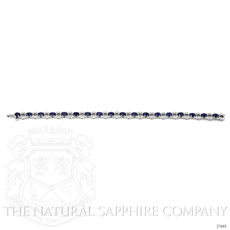 8.78 Ct.Tw. Blue Sapphire and Natural Diamond Tennis/Line Bracelet, 18K White Gold