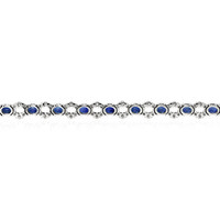 8.78 Ct.Tw. Blue Sapphire and Natural Diamond Tennis/Line Bracelet, 18K White Gold Image