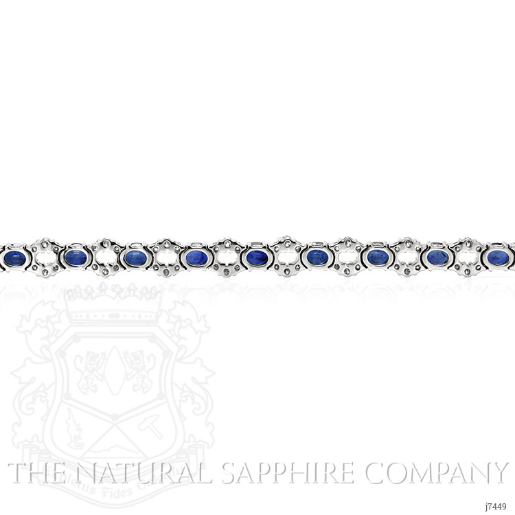 8.78 Ct.Tw. Blue Sapphire and Natural Diamond Tennis/Line Bracelet, 18K White Gold