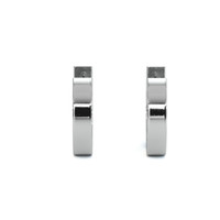 0.34 Ct.Tw. Blue Sapphire and Natural Diamond Hoops Earrings, 14K White Gold Image